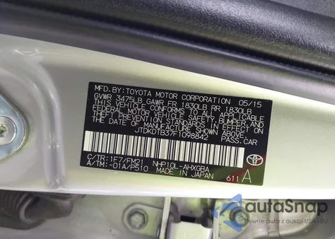 2015 Toyota Prius C из США, поврежденный, VIN JTDKDTB37F1098842